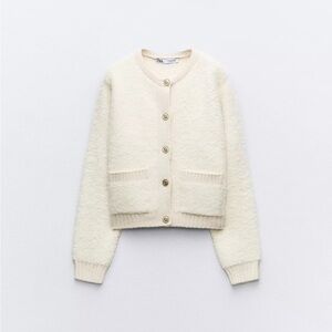 Zara Cream Button-Up Cardigan